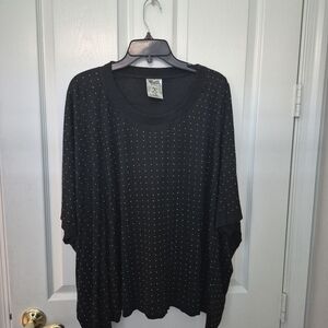 Black Rhinestone  Women's Tunic Top L